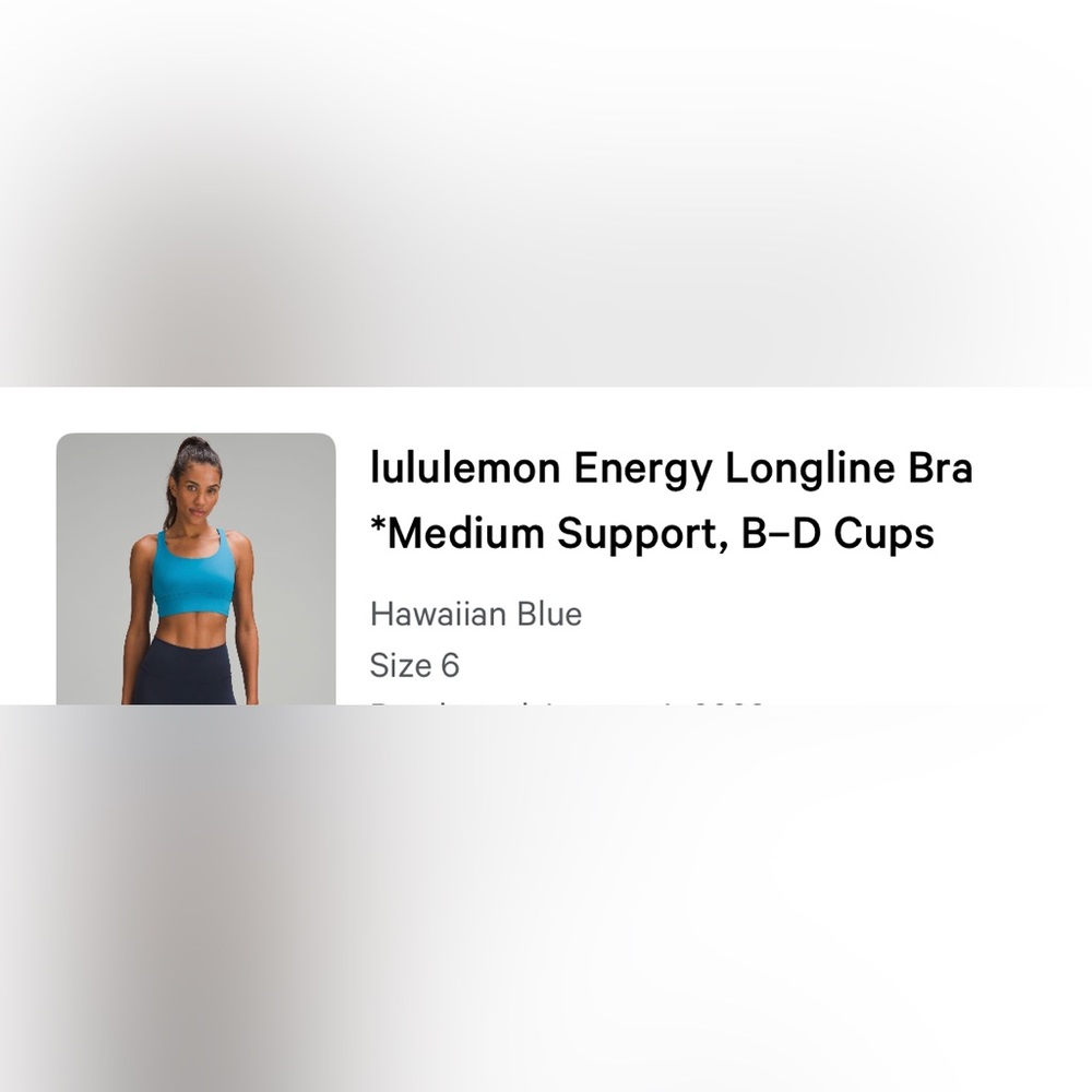 Lululemon Energy Longline Medium Support Sports Bra